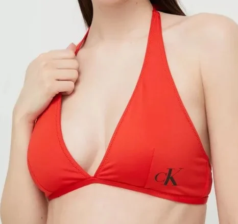 Dámská červená plavková podprsenka se zavazováním za krk Calvin Klein