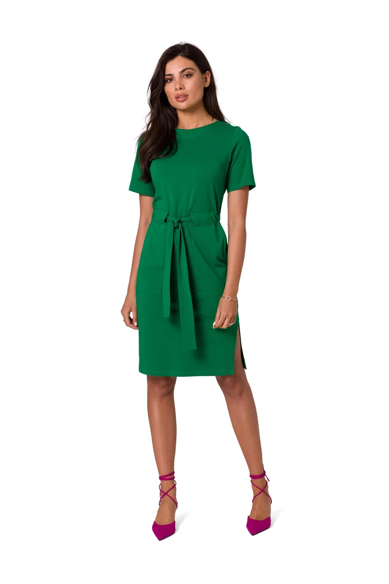 Dámské pouzdrové šaty ke kolenům v zelené barvě BeWear