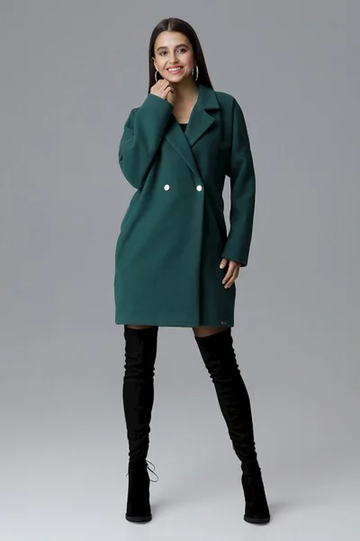 Tmavě zelený dámský kabát / plášť Figl M625