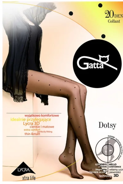 Černé puntíkované punčocháče Gatta Dotsy