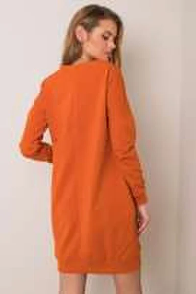 Dámské RUE PARIS Tmavě oranžové mikinové dámské šaty se stahovacími šňůrkami FPrice