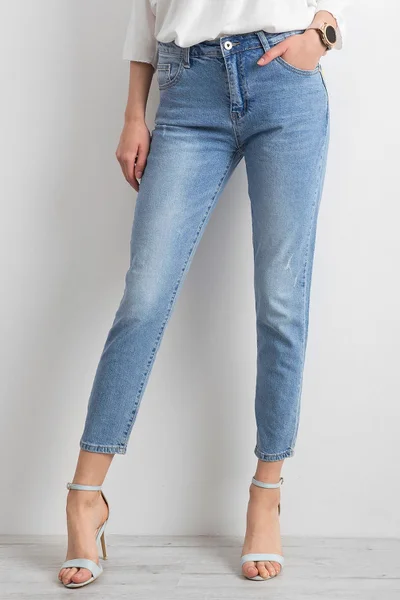 Modré dámské džíny s aplikací FPrice