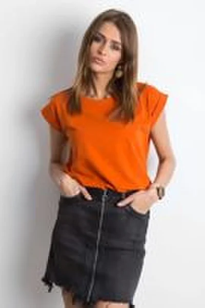 Tmavě oranžové dámské tričko s krátkým rukávem FPrice