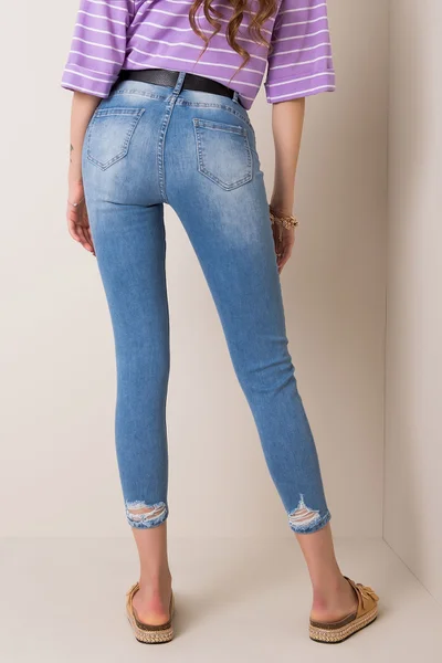 Dámské modré džínové džíny s otvory FPrice