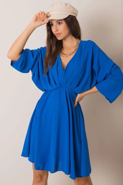 Modré dámské šaty s výstřihem do trojúhelníku FPrice