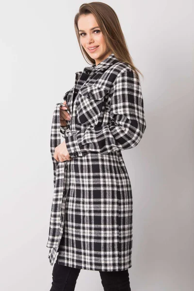 Kostkovaný dámský černobílý kabát FPrice
