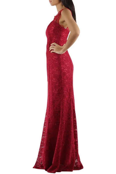 Dámské společenské a plesové dámské šaty krajkové dlouhé luxusní CHARM'S Paris červené - Č