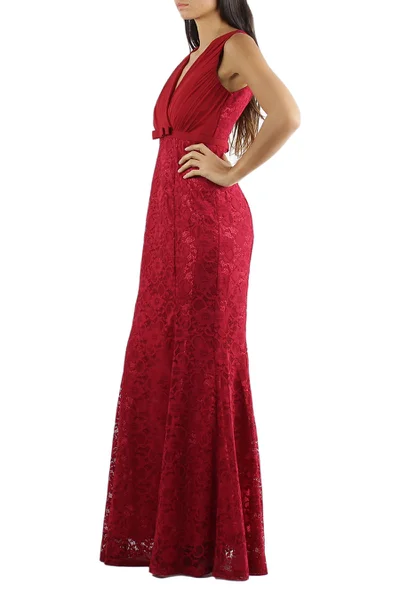 Dámské společenské dámské šaty krajkové dlouhé luxusní značkové CHARM'S Paris červené - Če