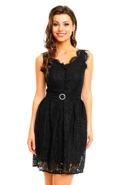 Dámské společenské dámské šaty Mayaadi Deluxe krajkové s páskem černé - Černá - Mayaadi