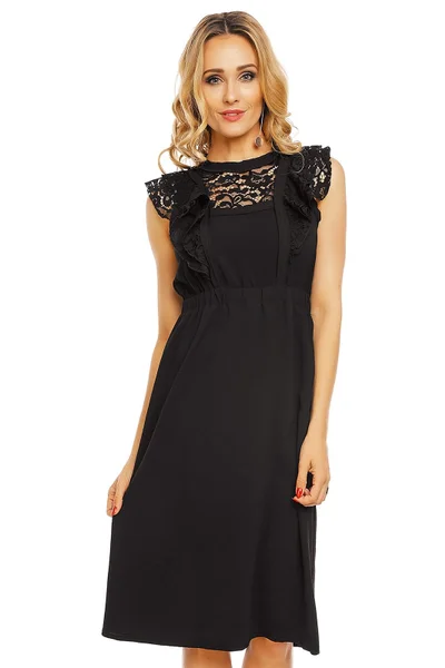 Černé šaty s krajkovým rukávem Elli White