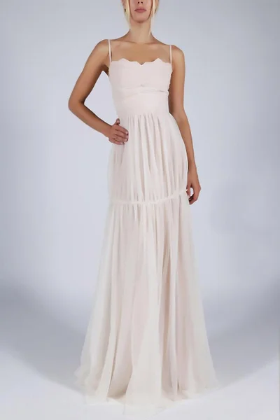Šaty SOKY SOKA na ramínka s šifonovou sukní dlouhé smetanově bílé - Bílá XL - SOK SOKY&SOK