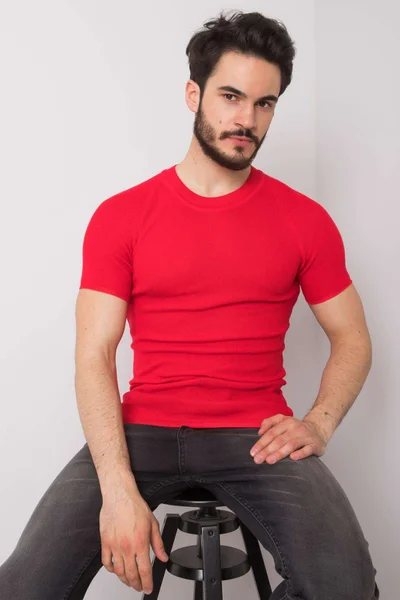 Pánské červené pletené tričko FPrice