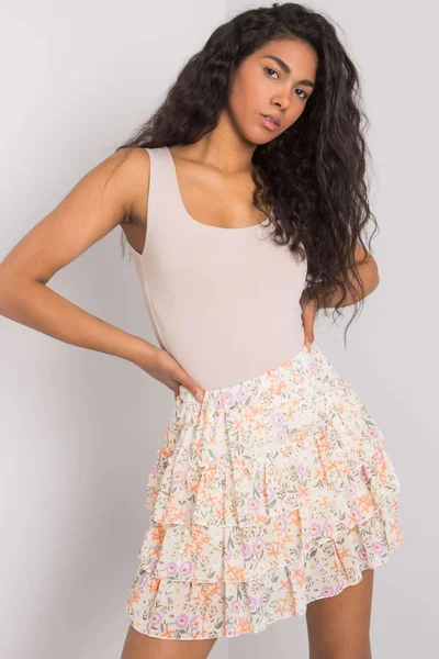 Dámská béžová sukně s květinami FPrice