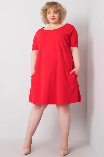 Červené volné šaty plus velikosti FPrice