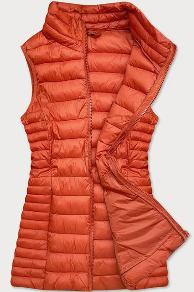 Prošívaná dámská vesta v cihlové barvě CX125 J.STYLE (barva oranžový)