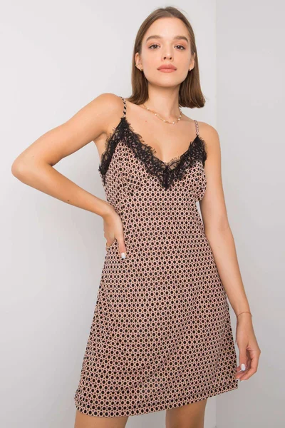 Dámské RUE PARIS Černo-béžové dámské šaty na ramínka FPrice