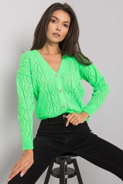 Fluo zelený svetr s knoflíky RUE PARIS