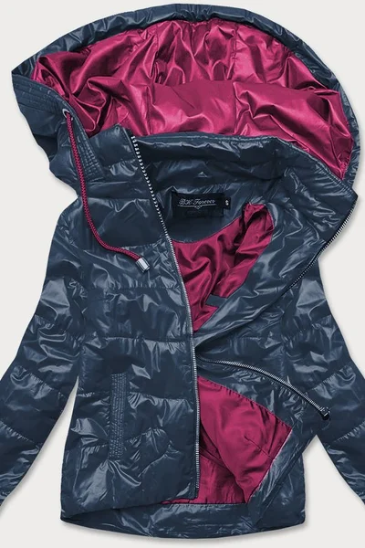 Modro-růžová dámská bunda s barevnou kapucí M228 BH FOREVER