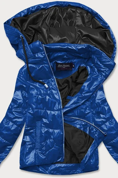Modro-černá dámská bunda s barevnou kapucí UJ993 BH FOREVER (Modrá)
