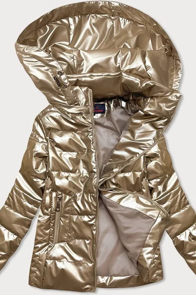 Lesklá zlatá prošívaná dámská bunda PB241 6&8 Fashion (barva Golden)