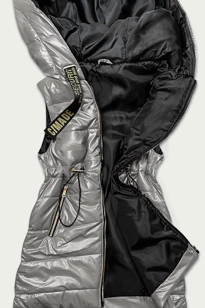 Dámská lesklá vesta v grafitové barvě s kapucí R522 S'WEST