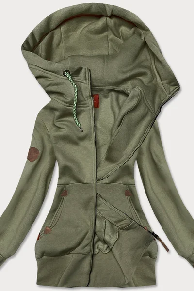 Rozepínací mikina pro ženy v khaki barvě s kapucí X458 LHD
