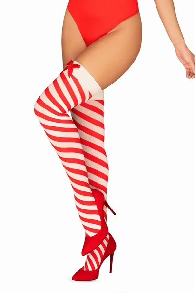 Dámské vánoční punčochy Kissmas stockings - Obsessive (v barvě červená)