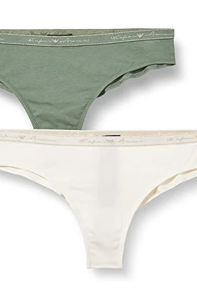 Zelené a bílé brazilské kalhotky 2 pack Emporio Armani 163337 1A223