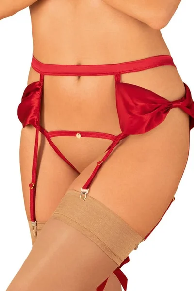 Dámské svůdný podvazkový pás Rubinesa garter belt - Obsessive (v barvě červená)