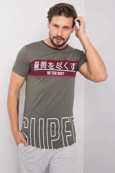 Khaki pánské bavlněné triko FPrice