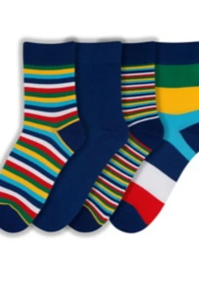 Pánské ponožky - 4 vzory Wola (barva Námořnictvo)