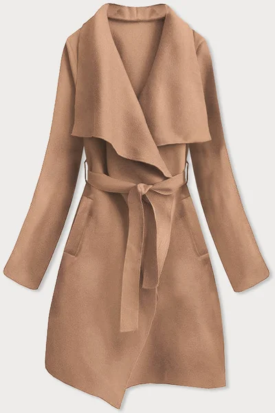 Karamelově dámský minimalistický kabát SL867 MADE IN ITALY