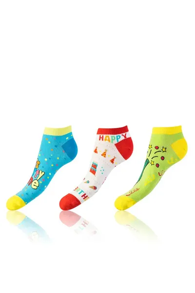 Zábavné nízké crazy ponožky unisex v setu 3 páry CRAZY IN-SHOE SOCKS 3x - Bellinda - světl