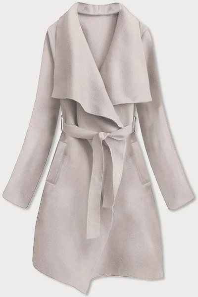 Světle béžový minimalistický dámský kabát SC202 MADE IN ITALY (v barvě Béžová)
