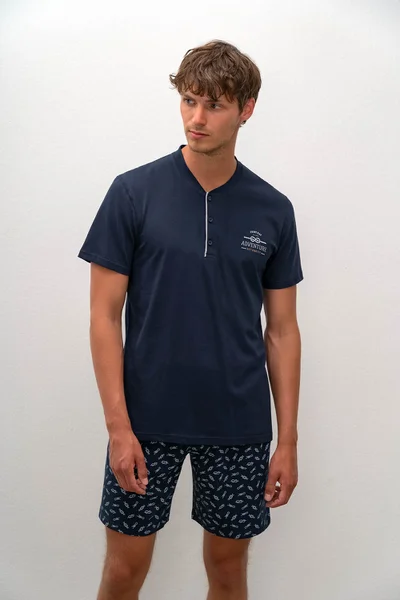 Dámské vamp - Elegantní pyžamo s krátkým rukávem DI335 - Vamp (Oxfordská modrá)