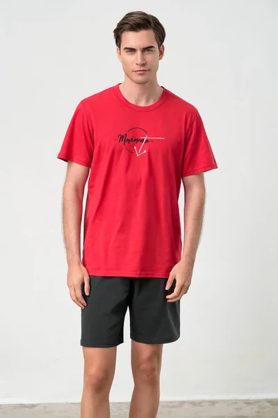 Vamp - Pánské pyžamo s krátkým rukávem UV997 - Vamp red