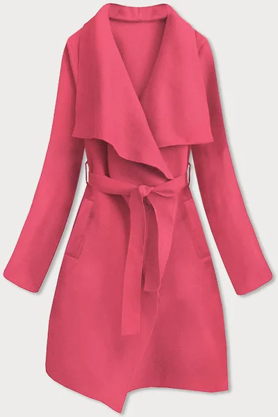 Minimalistický dámský kabát v korálové barvě WH620 MADE IN ITALY (v barvě Červená)