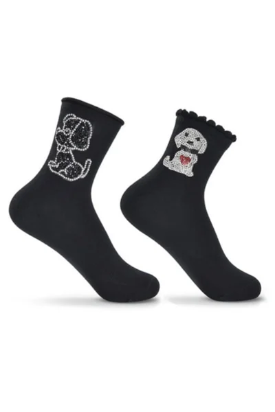 Dámské ponožky s ozdobami AY927 BE SNAZZY (v barvě černá)