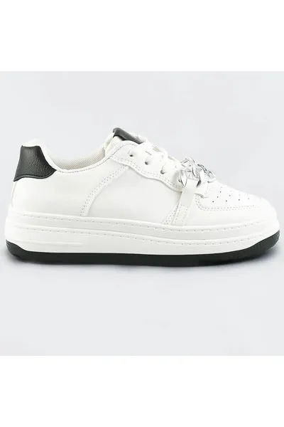 Bílo-černé dámské sportovní boty s řetízkem KR251 Mix Feel (Bílá)