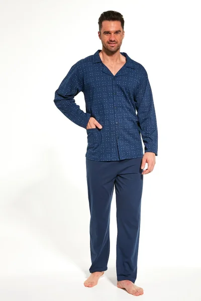 Pánské rozepínací pyžamo Cornette Q575 dłr S-2XL (v barvě tmavě modrá)