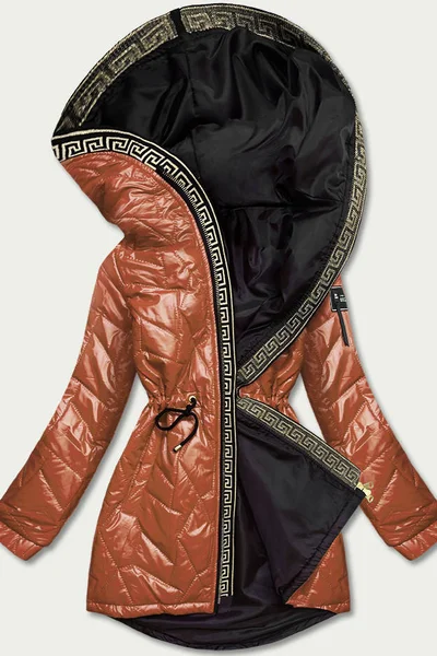 Dámská bunda v karamelové barvě s ozdobným prošíváním T953 S'WEST Hnědá