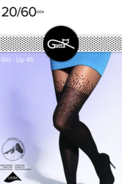 Dámské vzorované punčochové kalhoty GIRL-UP - K123 Gatta nero