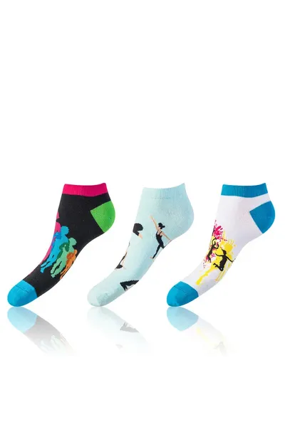 Dámské zábavné nízké crazy ponožky unisex v setu 3 páry CRAZY IN-SHOE SOCKS 3x - Bellinda 