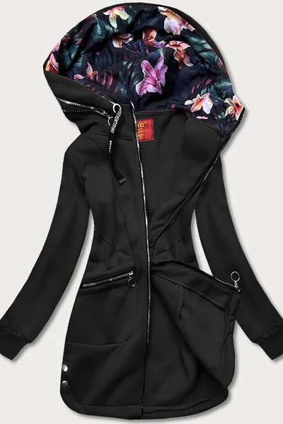 Černá mikina pro ženy s ozdobnou kapucí DM886 LHD