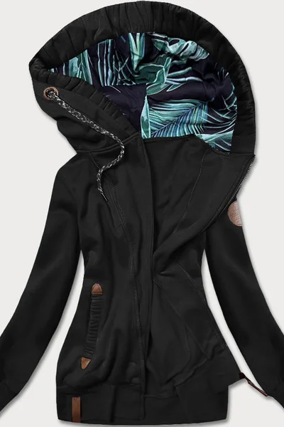 Černá mikina pro ženy s ozdobnou kapucí M981 LHD