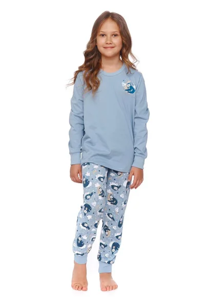 Dětské pyžamo Dreams modré s lenochodem Dn-nightwear modrá