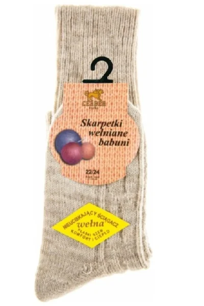 Dámské babiččiny vlněné ponožky TE326 CERBER (barva ecru)