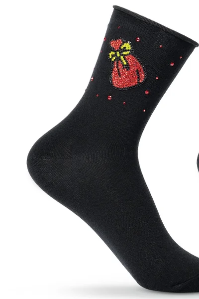 Dámské vánoční ponožky s ozdobami BE SNAZZY (černá)