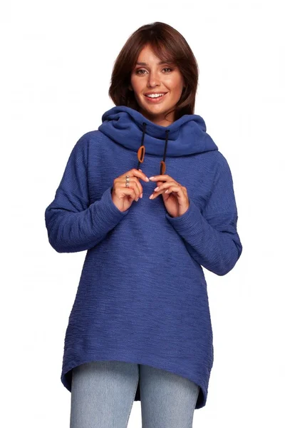 Dámský indigo pletený svetr volného střihu BE