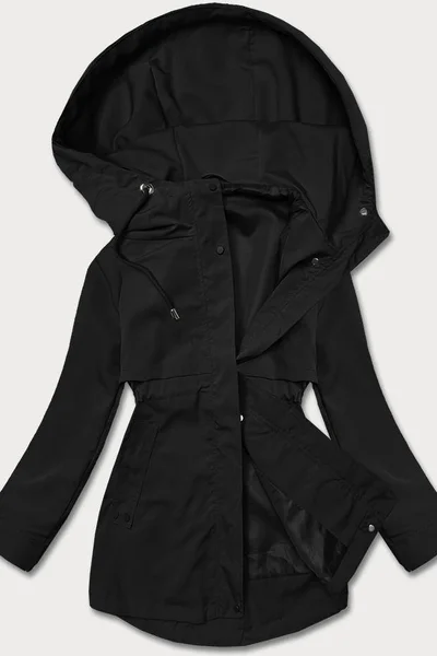Lehká černá dámská delší bunda s kapucí S'WEST
